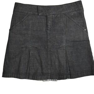 Bica Cheia by Anthropologie Dark Wash Denim Pleated Hem Mini Skirt Women's 10